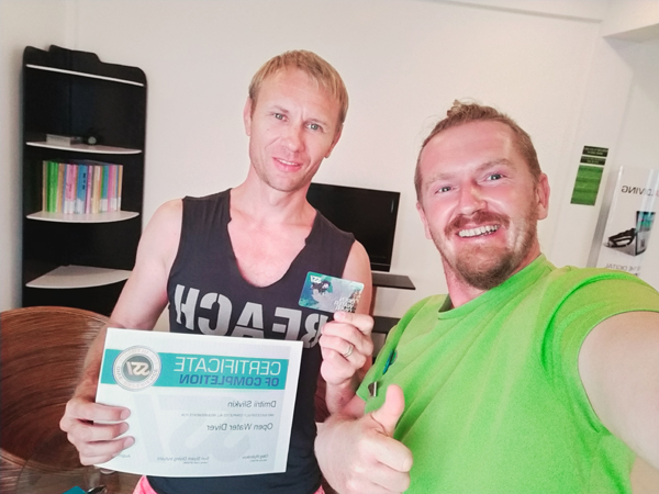 News - Dmitry received the Open Water Diver certificate